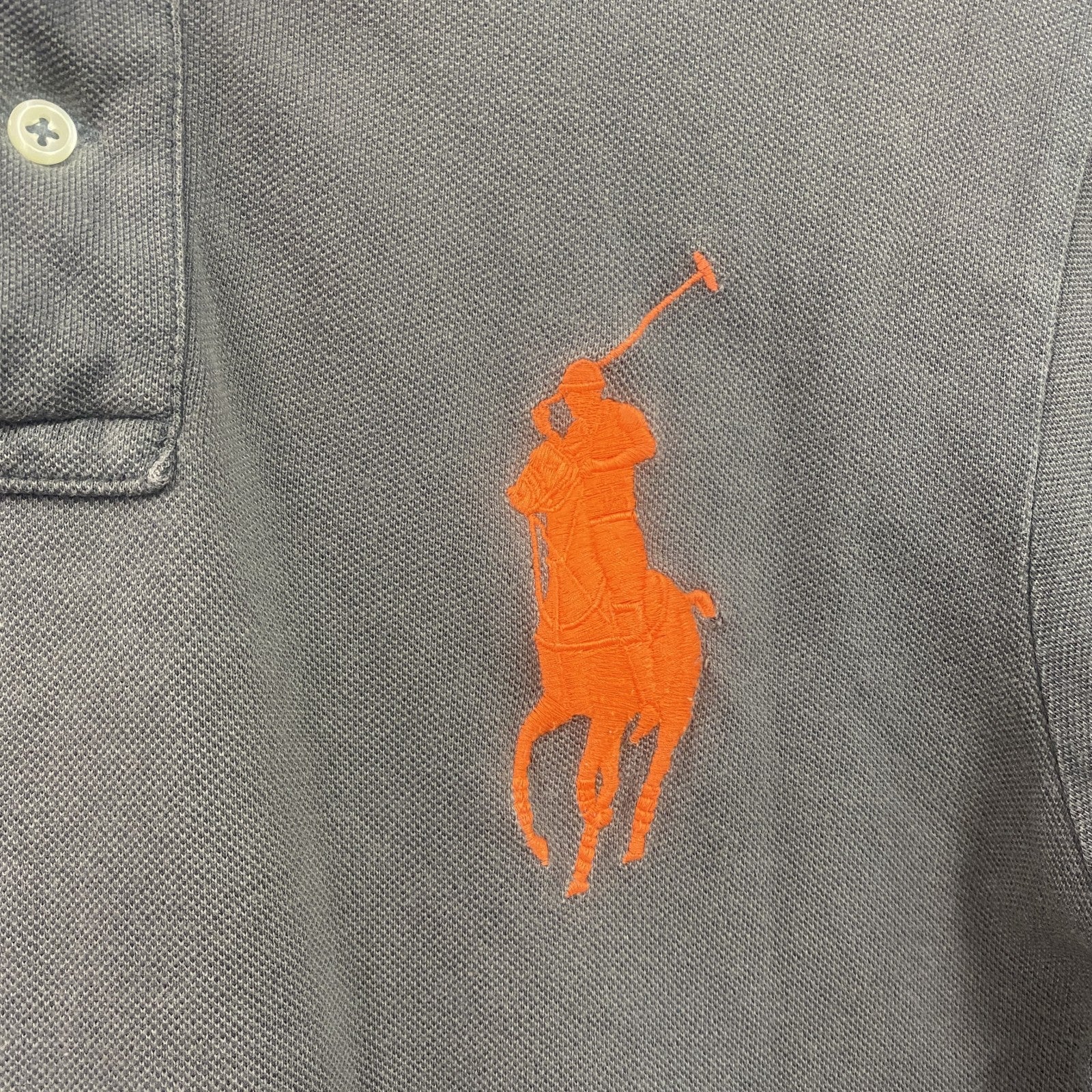POLO by Ralph Lauren　ラルフローレン　半袖ポロシャツ　ビックポニー　刺繍ロゴ　ワッペン　ダークグレー　Mサイズ