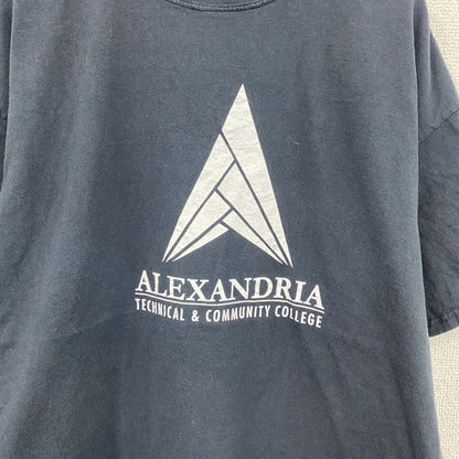 PORTandCOMPANY　ALEXANDRIA　半袖プリントTシャツ　カレッジプリント　黑　ブラック　XLサイズ