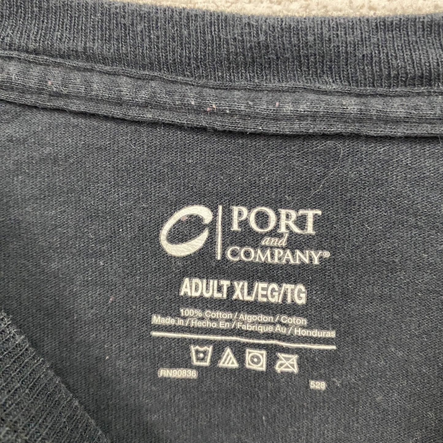 PORTandCOMPANY　ALEXANDRIA　半袖プリントTシャツ　カレッジプリント　黑　ブラック　XLサイズ