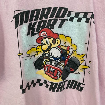 古着 used　半袖ゲームプリントTシャツ　マリオカート　MARIOKART　クルーネック　レトロデザイン　ピンク　Lサイズ