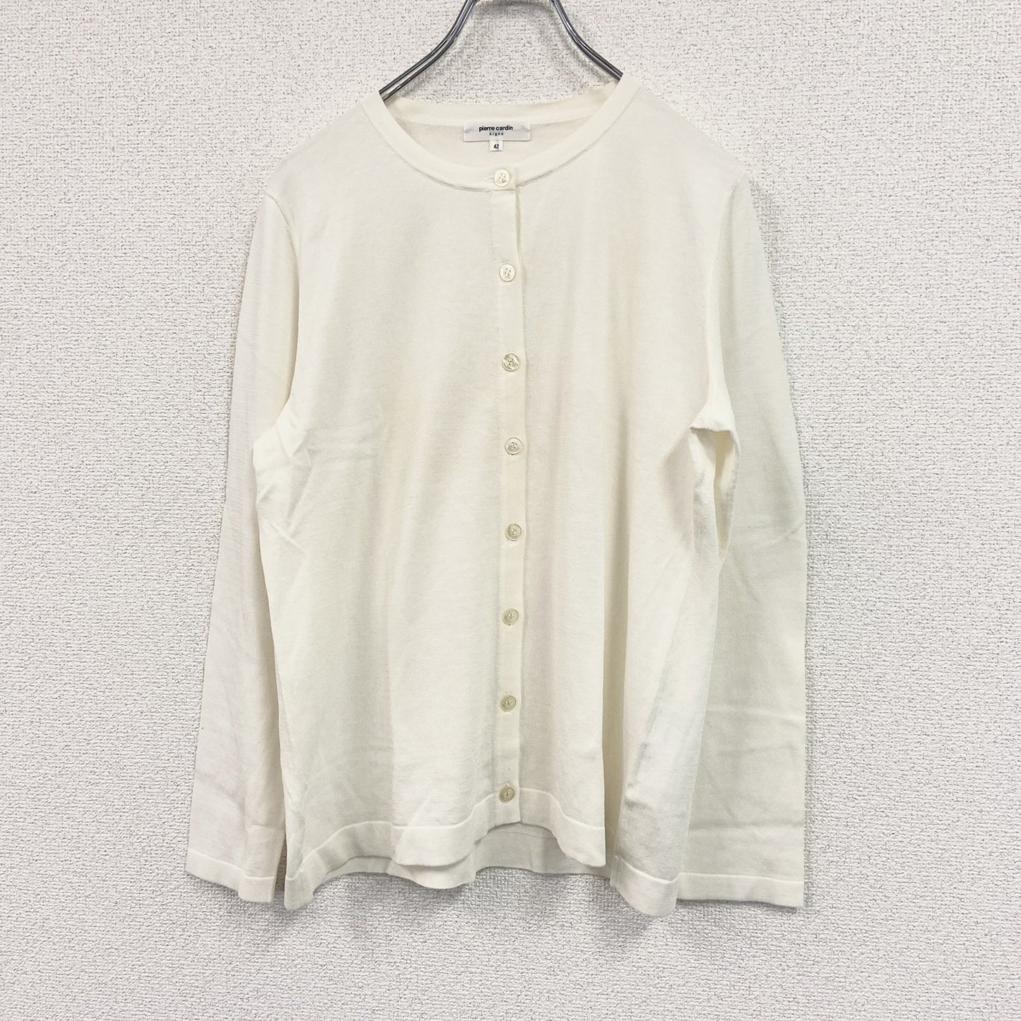 pierre cardin　ピエール カルダン　クルーネックニットカーディガン　ベージュ　42サイズ