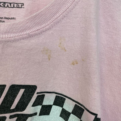 古着 used　半袖ゲームプリントTシャツ　マリオカート　MARIOKART　クルーネック　レトロデザイン　ピンク　Lサイズ