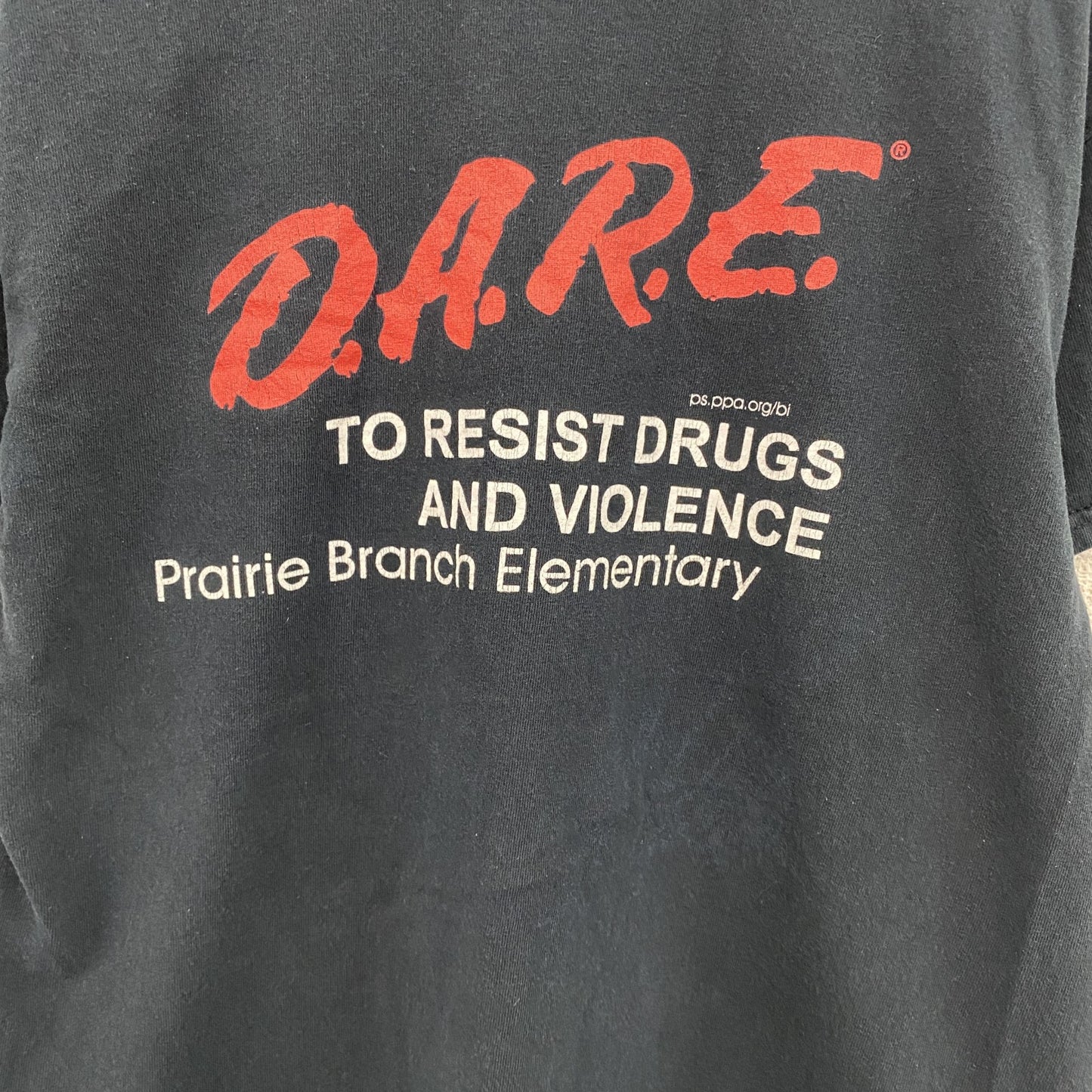 GILDAN　ギルダン　半袖プリントTシャツ　メッセージT　D.A.R.E.　黑　ブラック　Mサイズ