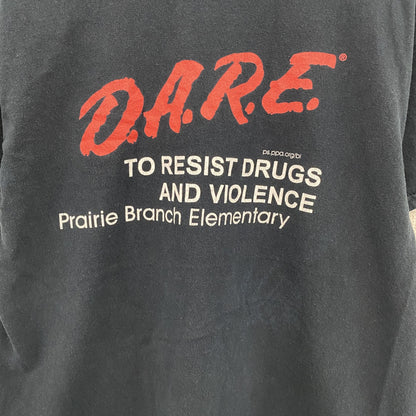 GILDAN　ギルダン　半袖プリントTシャツ　メッセージT　D.A.R.E.　黑　ブラック　Mサイズ