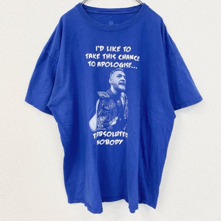 古着 used　半袖プリントTシャツ　ConorMcGregor　コナー・マクレガー　クルーネック　レトロ　ブルー　XXLサイズ