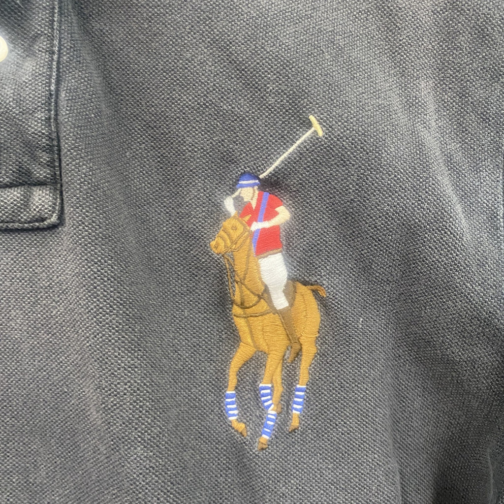 POLO by Ralph Lauren　ラルフローレン　半袖ポロシャツ　ビックポニー　刺繍ロゴ　ワッペン　黒　ブラック　Mサイズ