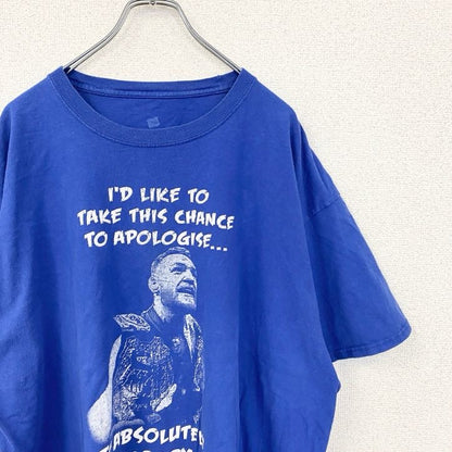 古着 used　半袖プリントTシャツ　ConorMcGregor　コナー・マクレガー　クルーネック　レトロ　ブルー　XXLサイズ