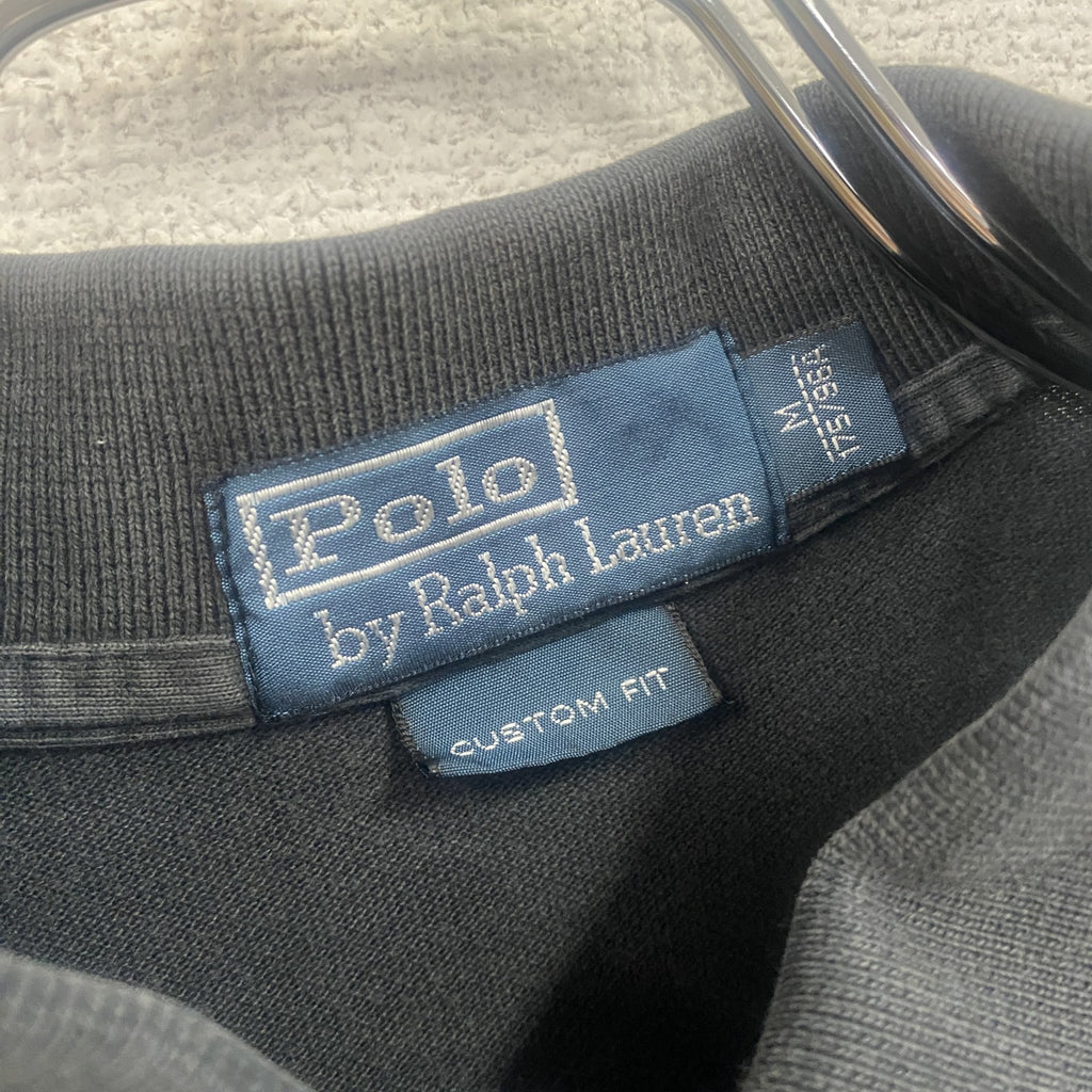 POLO by Ralph Lauren　ラルフローレン　半袖ポロシャツ　ビックポニー　刺繍ロゴ　ワッペン　黒　ブラック　Mサイズ