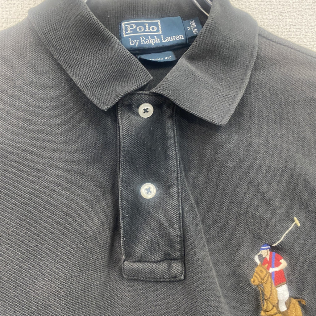 POLO by Ralph Lauren　ラルフローレン　半袖ポロシャツ　ビックポニー　刺繍ロゴ　ワッペン　黒　ブラック　Mサイズ