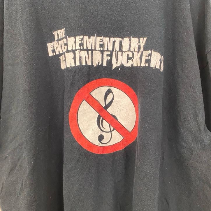 古着 used　GILDAN ギルダン　半袖プリントTシャツ　クルーネック　レトロデザイン　黒　ブラック　XLサイズ