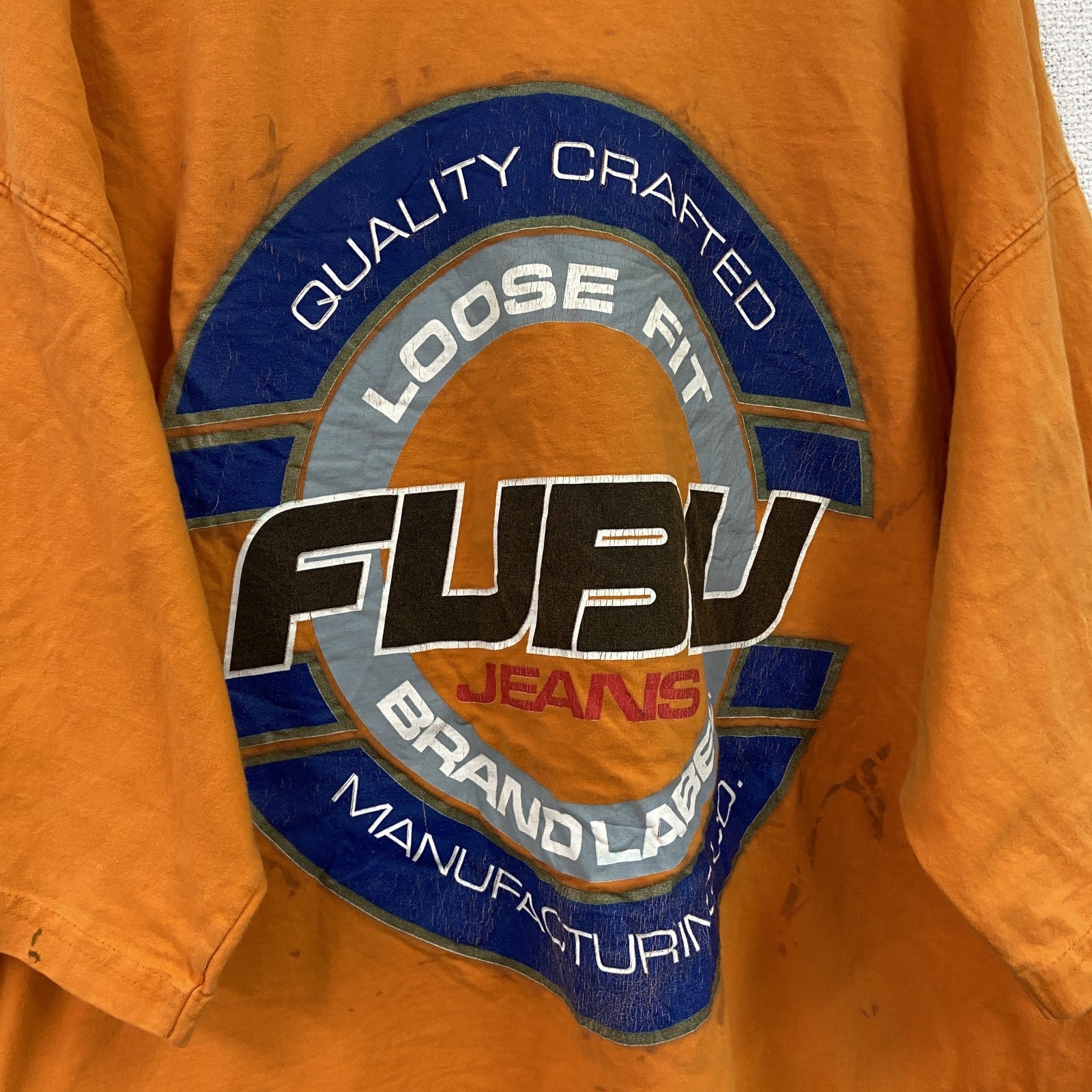 FUBU　フブ　半袖両面プリントTシャツ　オレンジ　XLサイズ