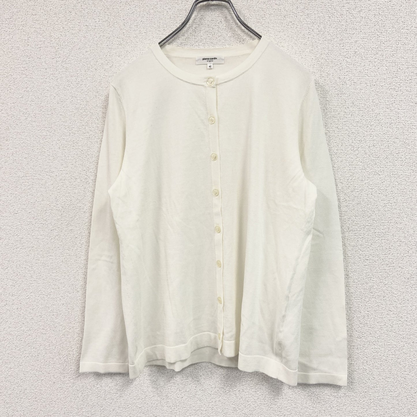 pierre cardin　ピエール カルダン　クルーネックニットカーディガン　ベージュ　42サイズ