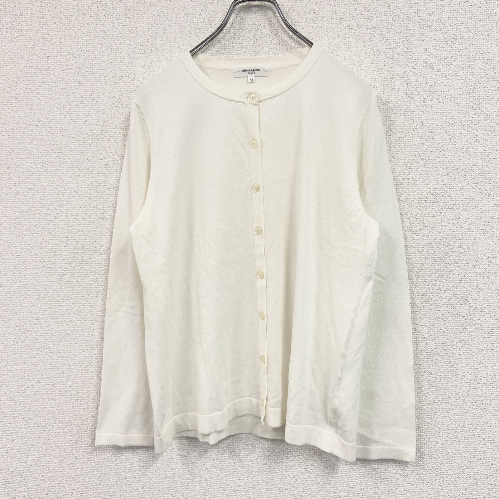 pierre cardin　ピエール カルダン　クルーネックニットカーディガン　ベージュ　42サイズ