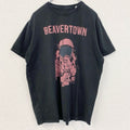 古着 used　半袖プリントTシャツ　クルーネック　レトロデザイン　宇宙飛行士　BEAVERTOWN　黒　ブラック　XLサイズ