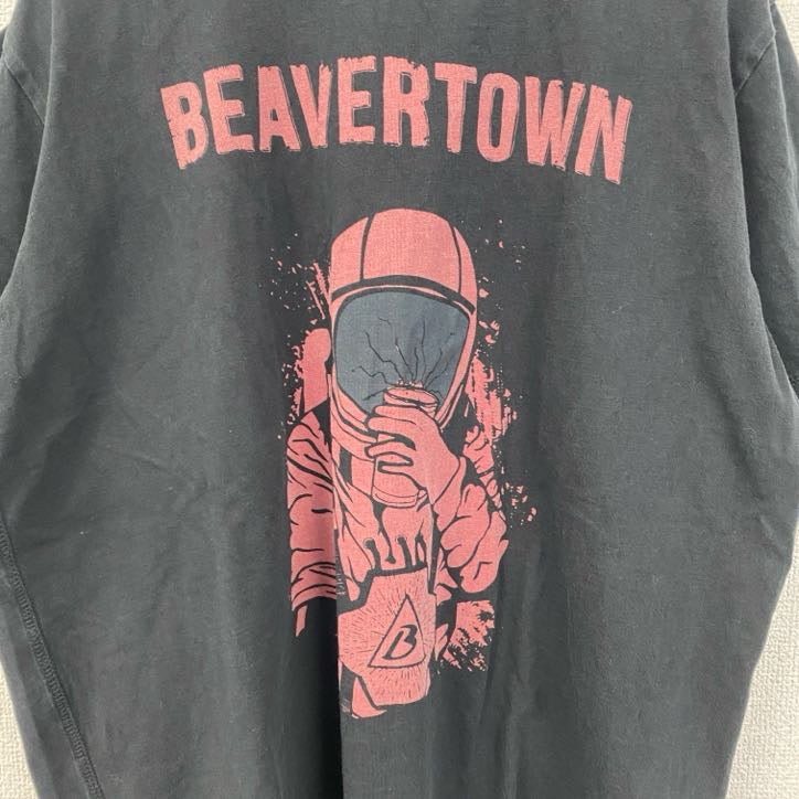 古着 used　半袖プリントTシャツ　クルーネック　レトロデザイン　宇宙飛行士　BEAVERTOWN　黒　ブラック　XLサイズ