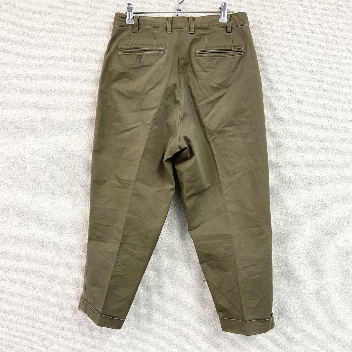 BEAMS　ビームス　ワイドパンツ　ジップフライ　カーキ　Sサイズ