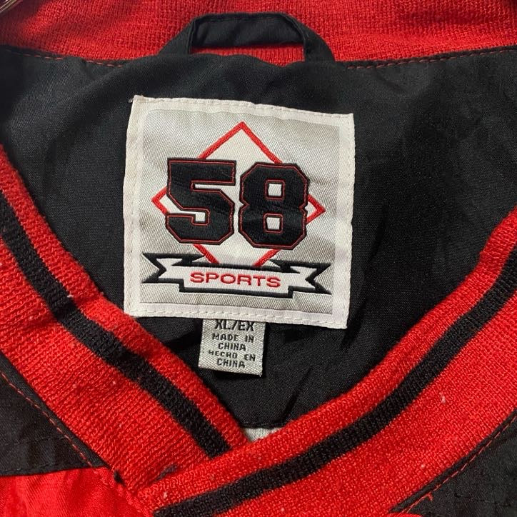 古着 used　58SPORTS　長袖刺繍ナイロンプルオーバー　ウインドブレーカー　ワッペン刺繍　レッド　ユタ州　XLサイズ