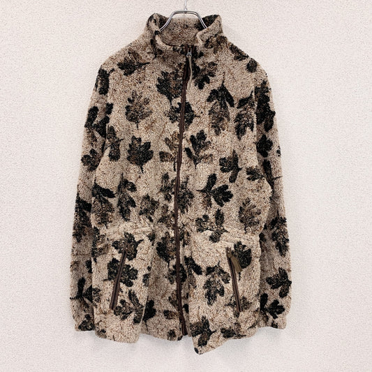 90s　Woolrich　ウールリッチ　フリースジャケット　ヴィンテージ　総柄　ベージュ　XLサイズ