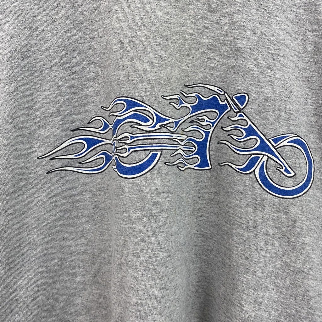 GILDAN　ギルダン　長袖プリントTシャツ/ロンT　袖プリント　灰色　グレー　Lサイズ