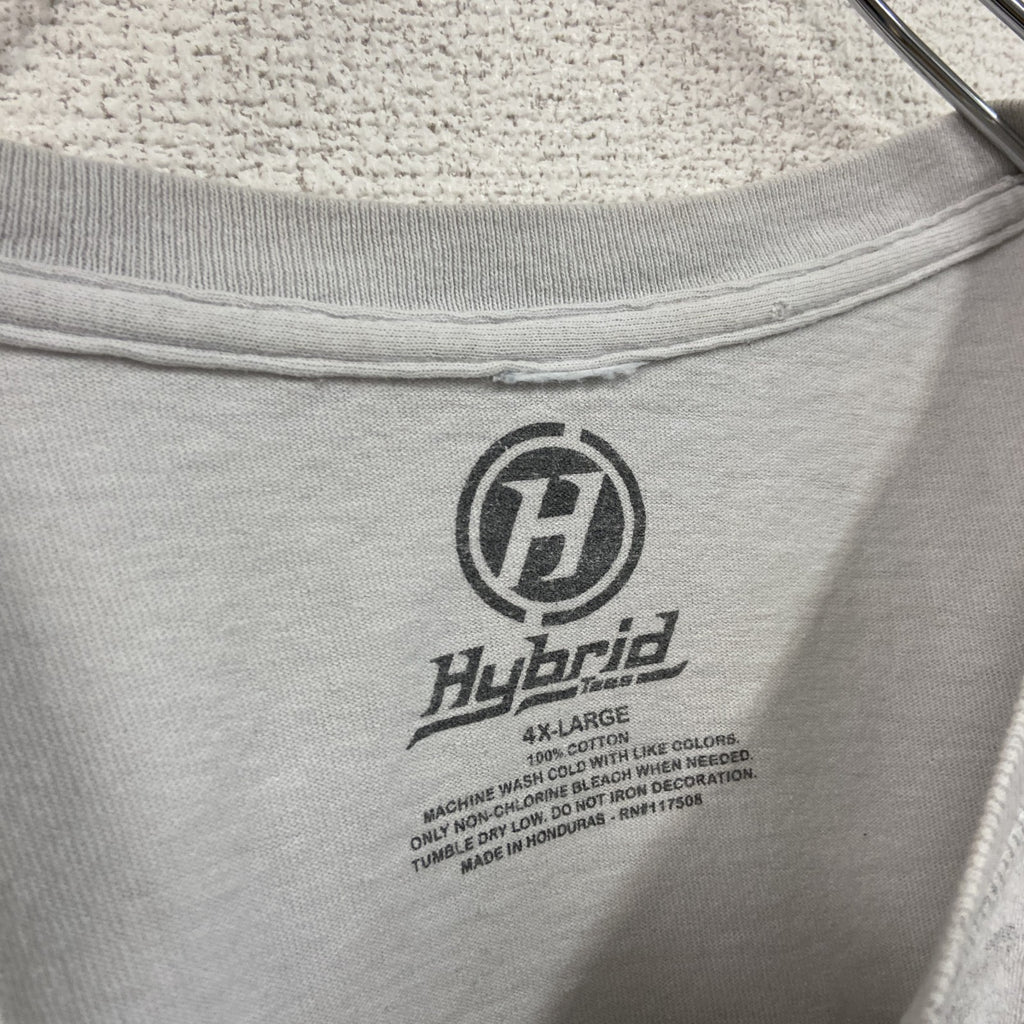 Hybrid　スカル　ロザリオ　半袖プリントTシャツ　ライグレー　4XLサイズ