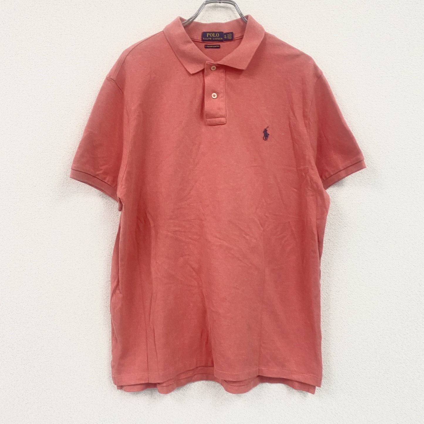 POLO RALPH LAUREN　ラルフローレン　半袖ポロシャツ　刺繍ロゴ　ワンポイント　コーラルピンク　XLサイズ