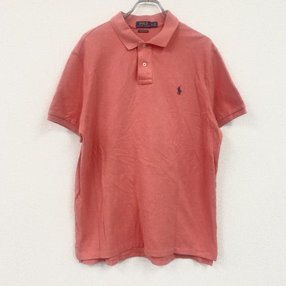 POLO RALPH LAUREN　ラルフローレン　半袖ポロシャツ　刺繍ロゴ　ワンポイント　コーラルピンク　XLサイズ