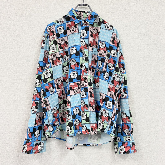 CARDCHE　MickeyMouse　ミッキーマウス　長袖シャツ　総柄　青　ブルー　Lサイズ