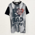 古着 used　FABRIC ファブリック　半袖ビッグプリントTシャツ　女性　クルーネック　黒　ブラック　レトロ　Lサイズ