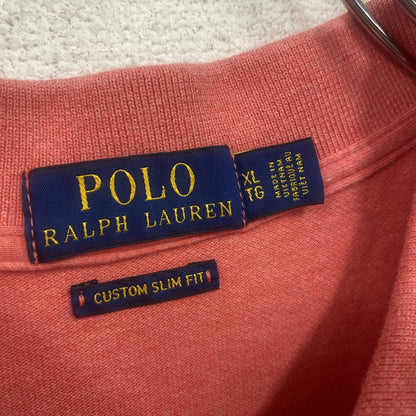 POLO RALPH LAUREN　ラルフローレン　半袖ポロシャツ　刺繍ロゴ　ワンポイント　コーラルピンク　XLサイズ