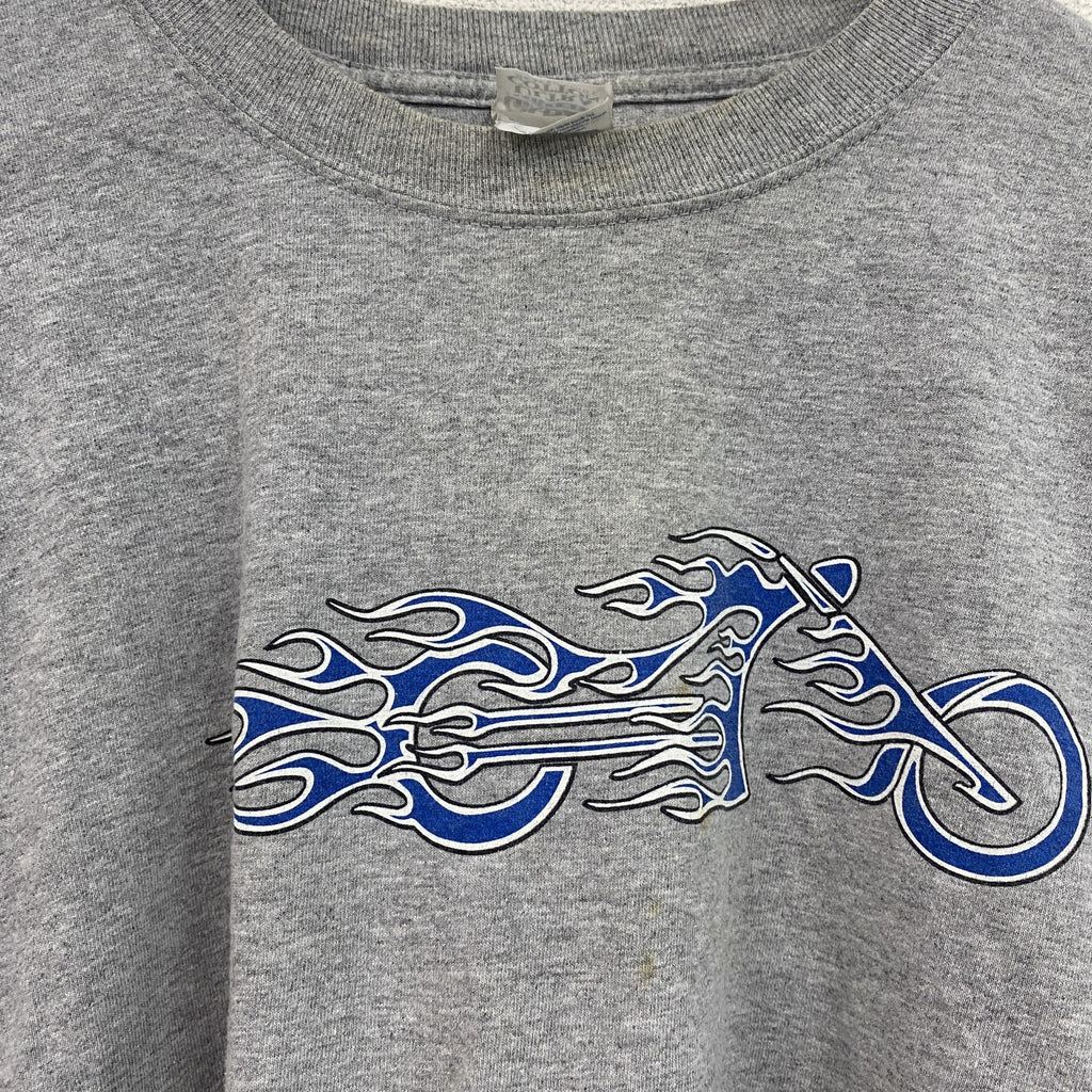 GILDAN　ギルダン　長袖プリントTシャツ/ロンT　袖プリント　灰色　グレー　Lサイズ