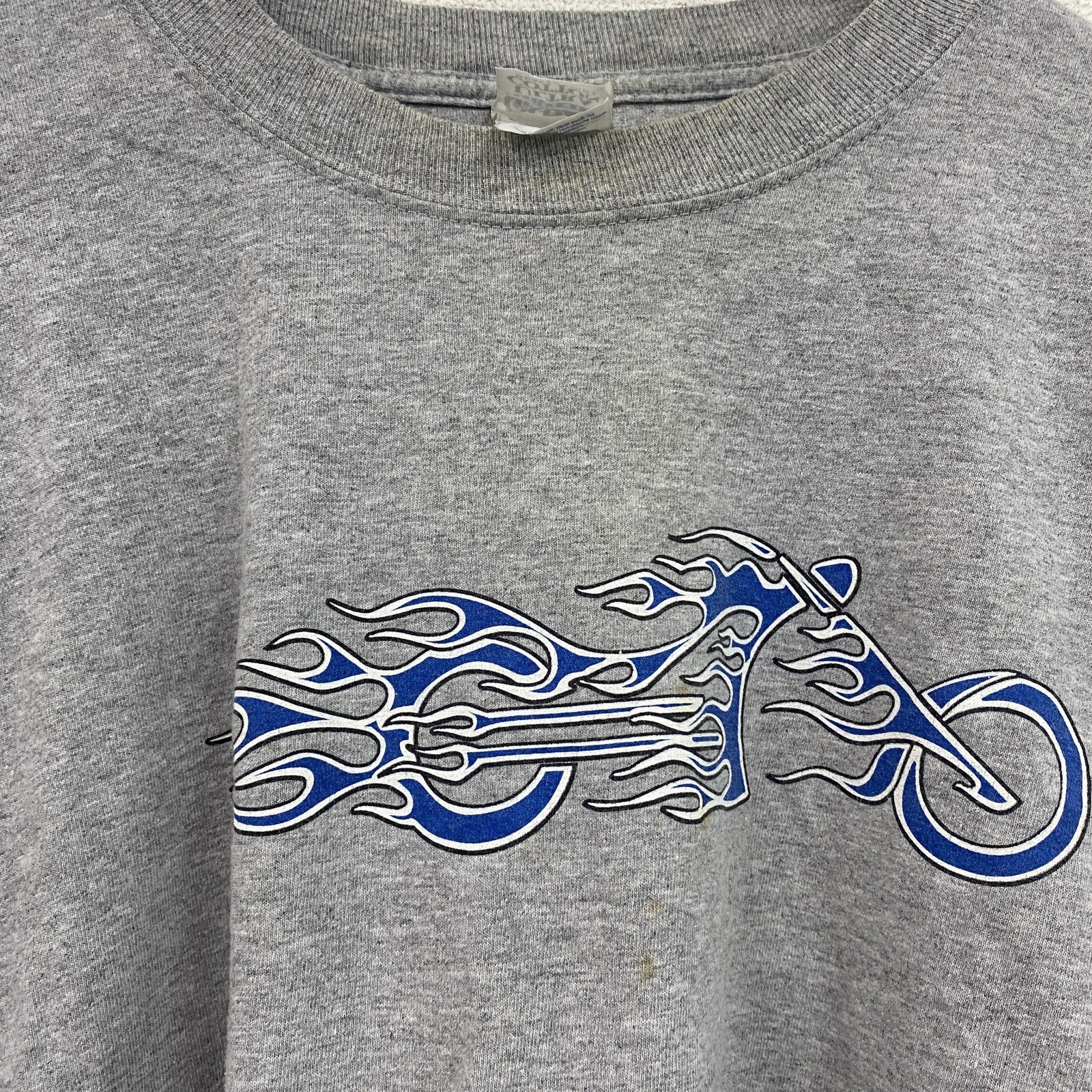 GILDAN　ギルダン　長袖プリントTシャツ/ロンT　袖プリント　灰色　グレー　Lサイズ