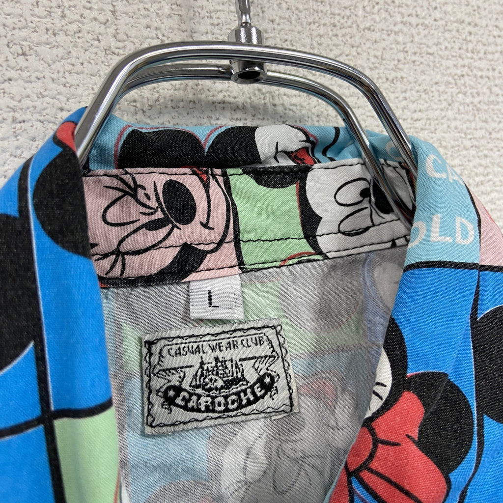 CARDCHE　MickeyMouse　ミッキーマウス　長袖シャツ　総柄　青　ブルー　Lサイズ