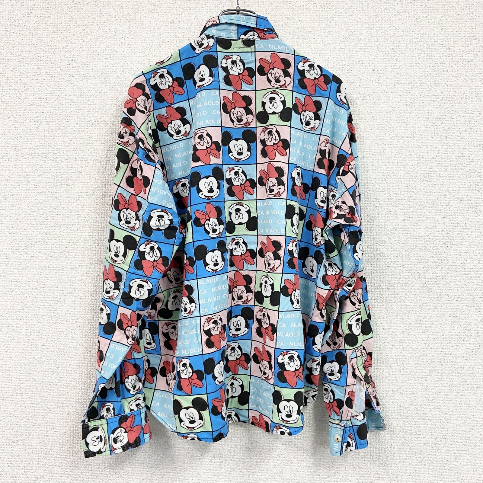 CARDCHE　MickeyMouse　ミッキーマウス　長袖シャツ　総柄　青　ブルー　Lサイズ