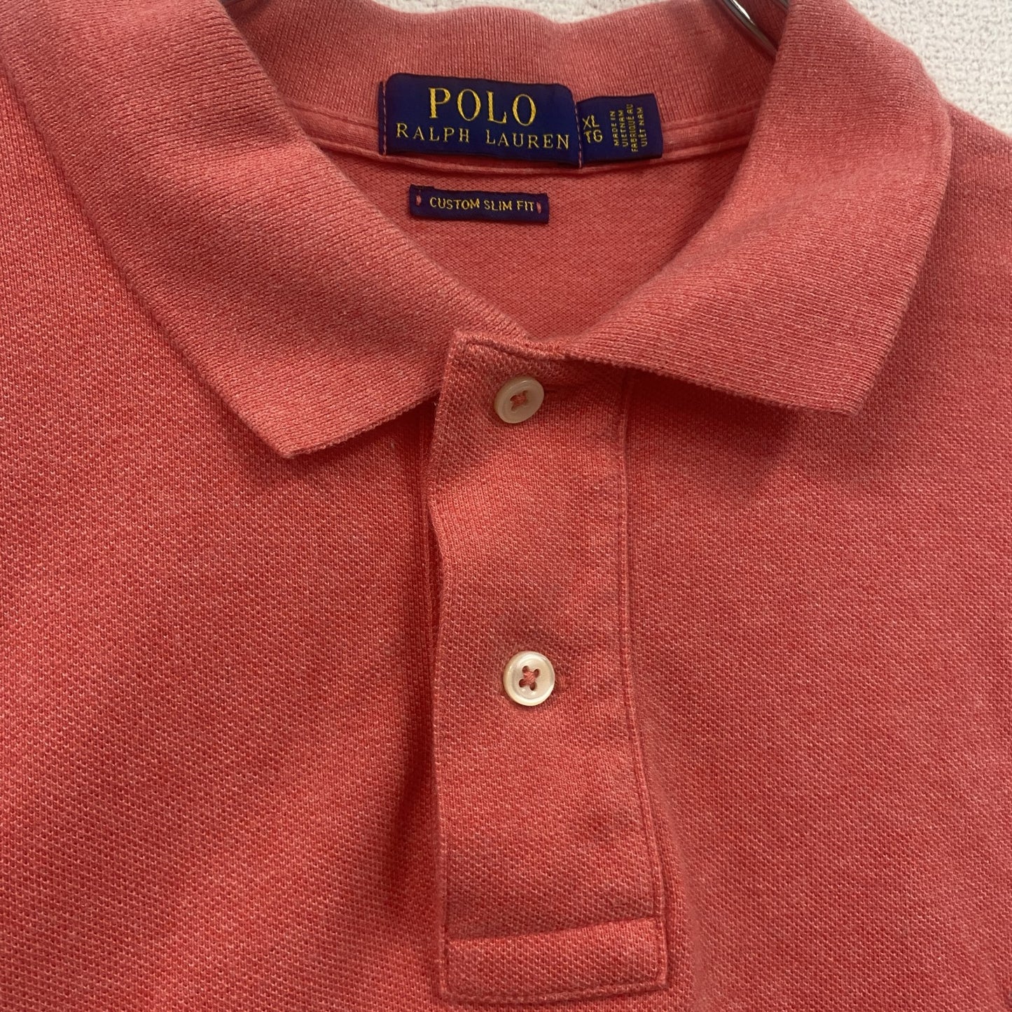POLO RALPH LAUREN　ラルフローレン　半袖ポロシャツ　刺繍ロゴ　ワンポイント　コーラルピンク　XLサイズ