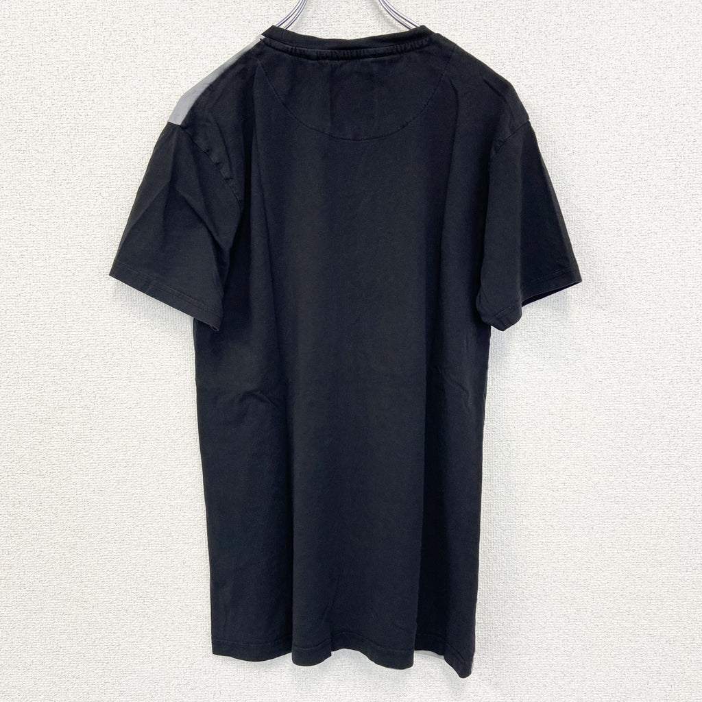 古着 used　FABRIC ファブリック　半袖ビッグプリントTシャツ　女性　クルーネック　黒　ブラック　レトロ　Lサイズ