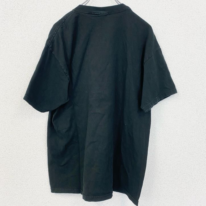 古着 used　半袖刺繍Tシャツ　AMERICA　アメリカ　星条旗　国旗　クルーネック　レトロデザイン　黒　ブラック　