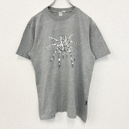 00s　LooKS4u　半袖プリントアニマルTシャツ　スパイダー　蜘蛛　クルーネック　ヴィンテージ　灰色　グレー