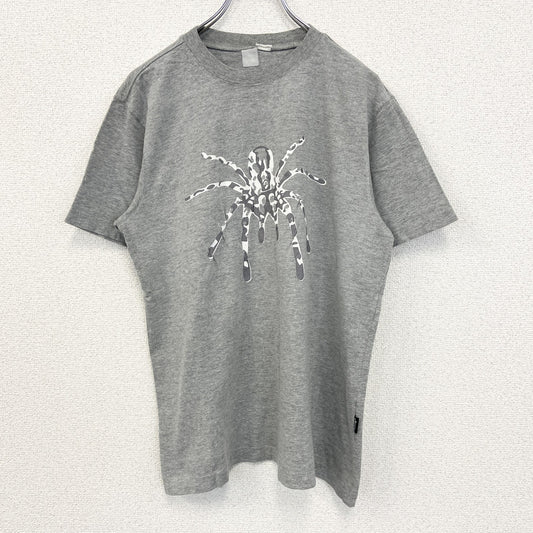 00s　LooKS4u　半袖プリントアニマルTシャツ　スパイダー　蜘蛛　クルーネック　ヴィンテージ　灰色　グレー