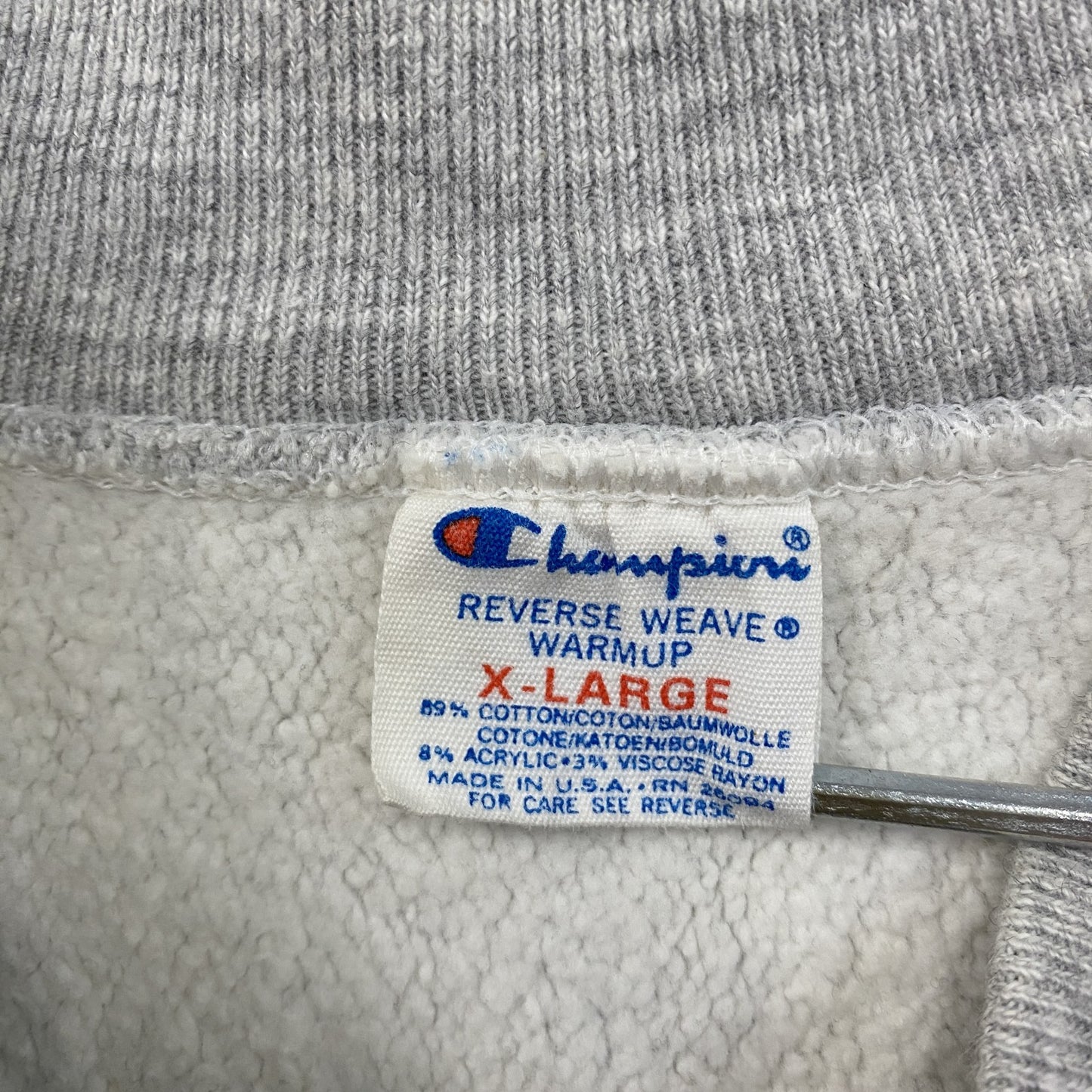 80s　Champion　チャンピオン　リバースウィーブ　スナップボタンスウェットカーディガン　霜降りグレー　XLサイズ