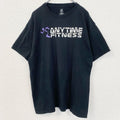 古着 used　Hanes　ヘインズ　半袖プリントTシャツ　エニタイムフィットネス　レトロ　クルーネック　黒　ブラック　Lサイズ