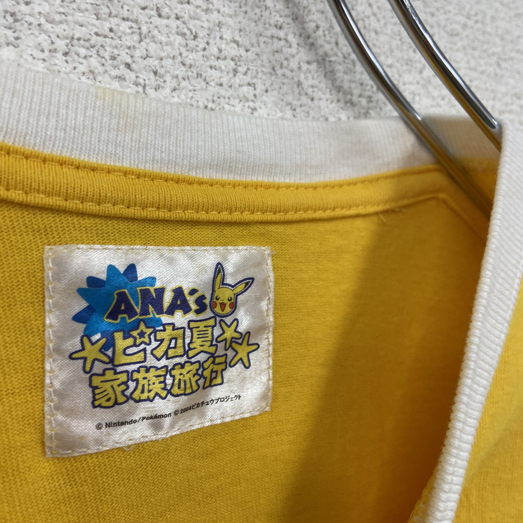 ～00s　ANA’s ピカ夏家族旅行　ポケモン　ピカチュウ　半袖コラボTシャツ　黄色　イエロー