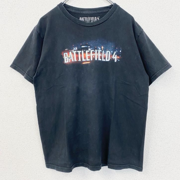 古着 used　BATTLEFIELD４　バトルフィールド　半袖ゲームプリントTシャツ　クルーネック　レトロ　黒　ブラック　XL