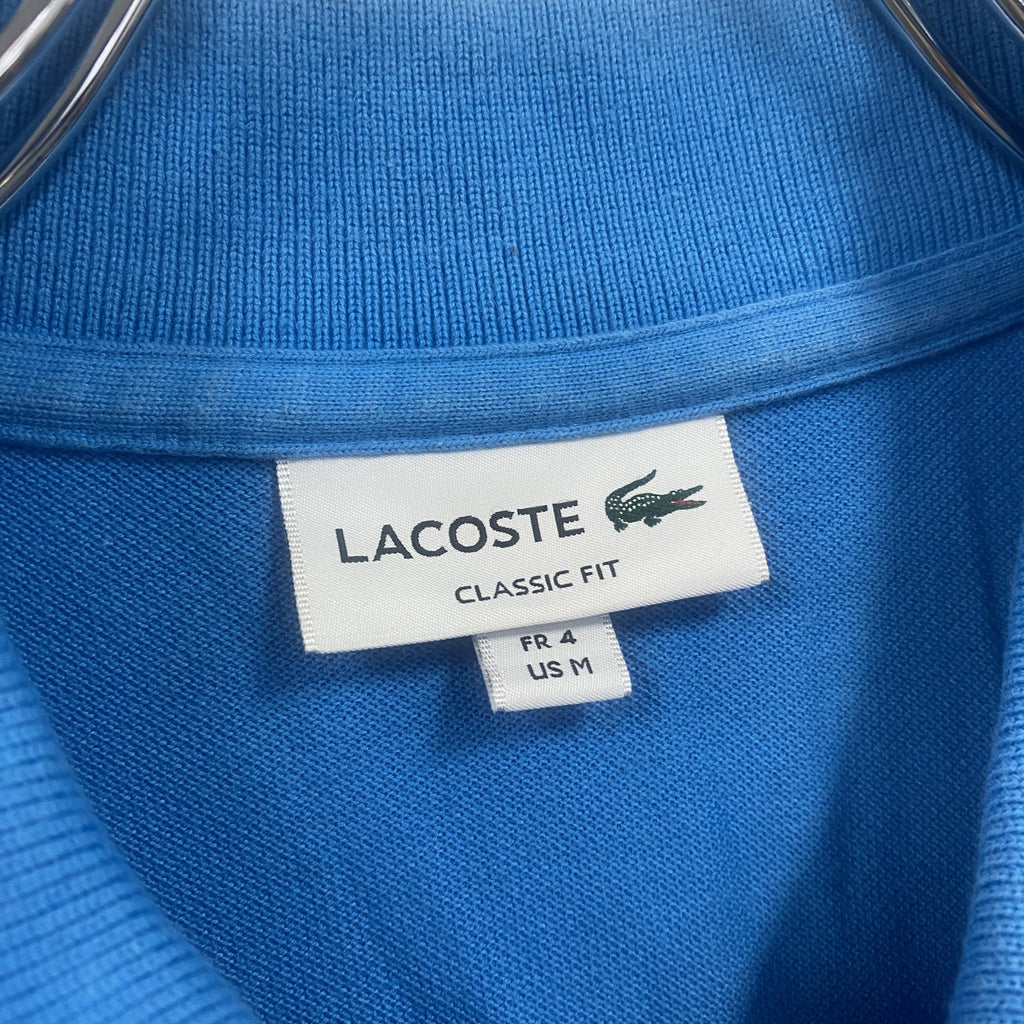 LACOSTE　ラコステ　半袖ポロシャツ　刺繍ロゴ　ワンポイント　水色　ライトブルー　Mサイズ
