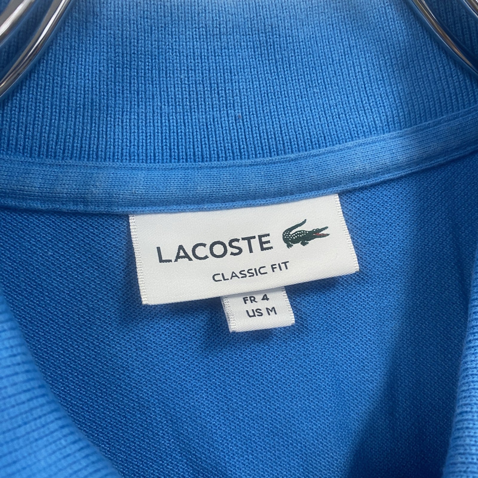 LACOSTE　ラコステ　半袖ポロシャツ　刺繍ロゴ　ワンポイント　水色　ライトブルー　Mサイズ