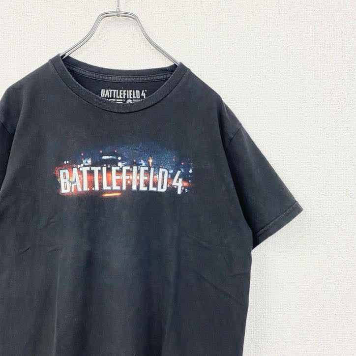 古着 used　BATTLEFIELD４　バトルフィールド　半袖ゲームプリントTシャツ　クルーネック　レトロ　黒　ブラック　XL