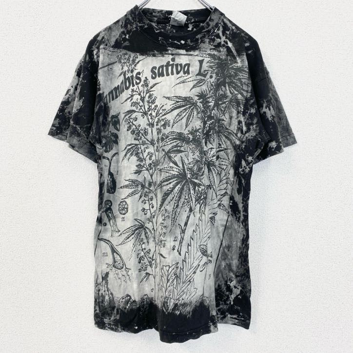 古着 used　半袖プリントTシャツ　クルーネック　レトロデザイン　グランジ　モスキートヘッド　黒　ブラック　Ｌサイズ
