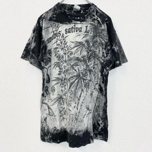 古着 used　半袖プリントTシャツ　クルーネック　レトロデザイン　グランジ　モスキートヘッド　黒　ブラック　Ｌサイズ