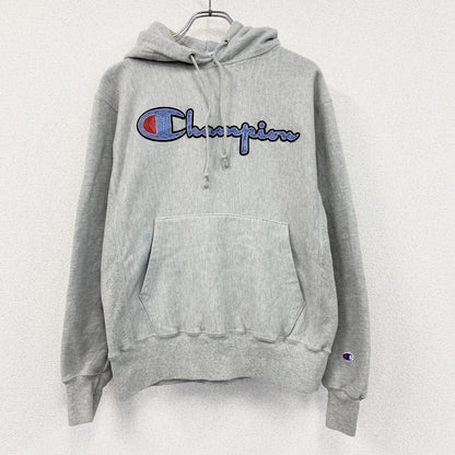 Champion　チャンピオン　リバースウィーブ　スウェットパーカー/フーディー　刺繡ロゴ　霜降りグレー　Mサイズ