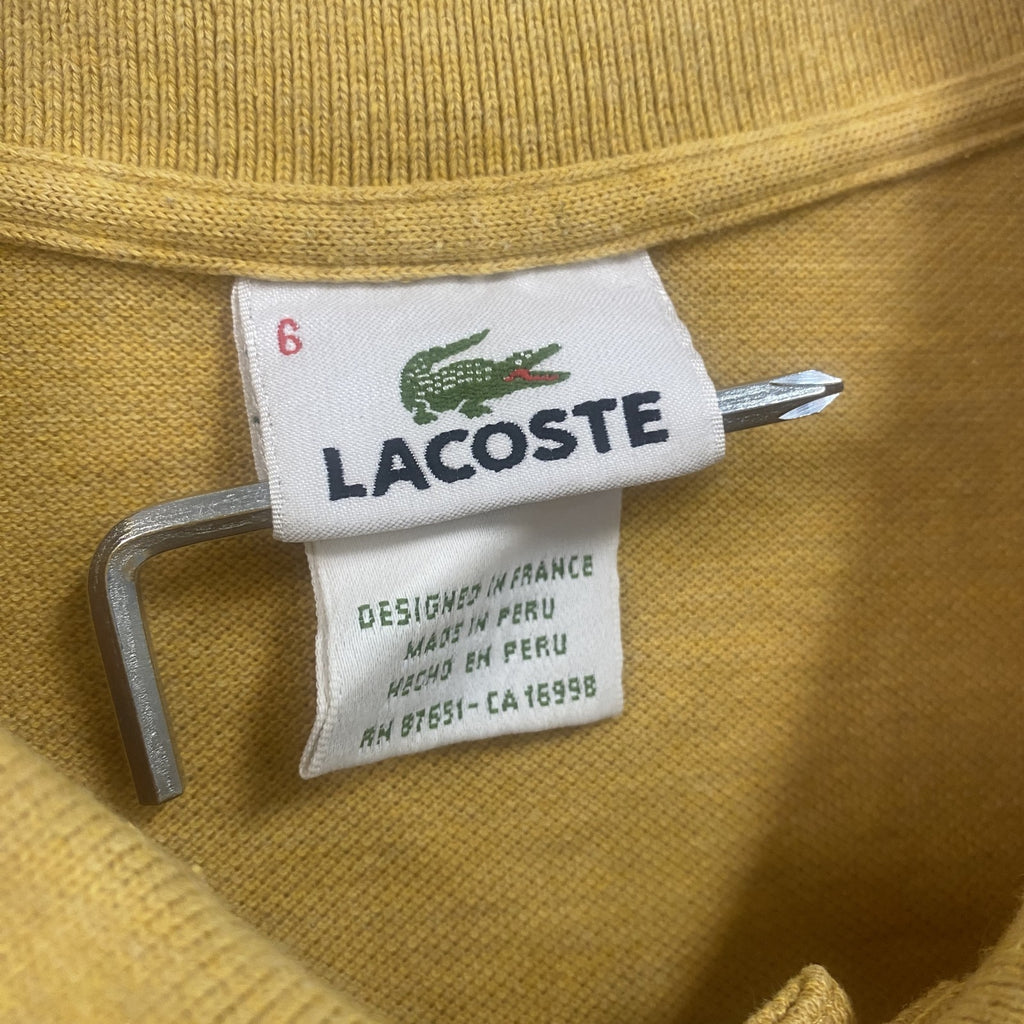 LACOSTE　ラコステ　半袖ポロシャツ　刺繍ロゴ　ワンポイント　黄色　イエロー　6サイズ