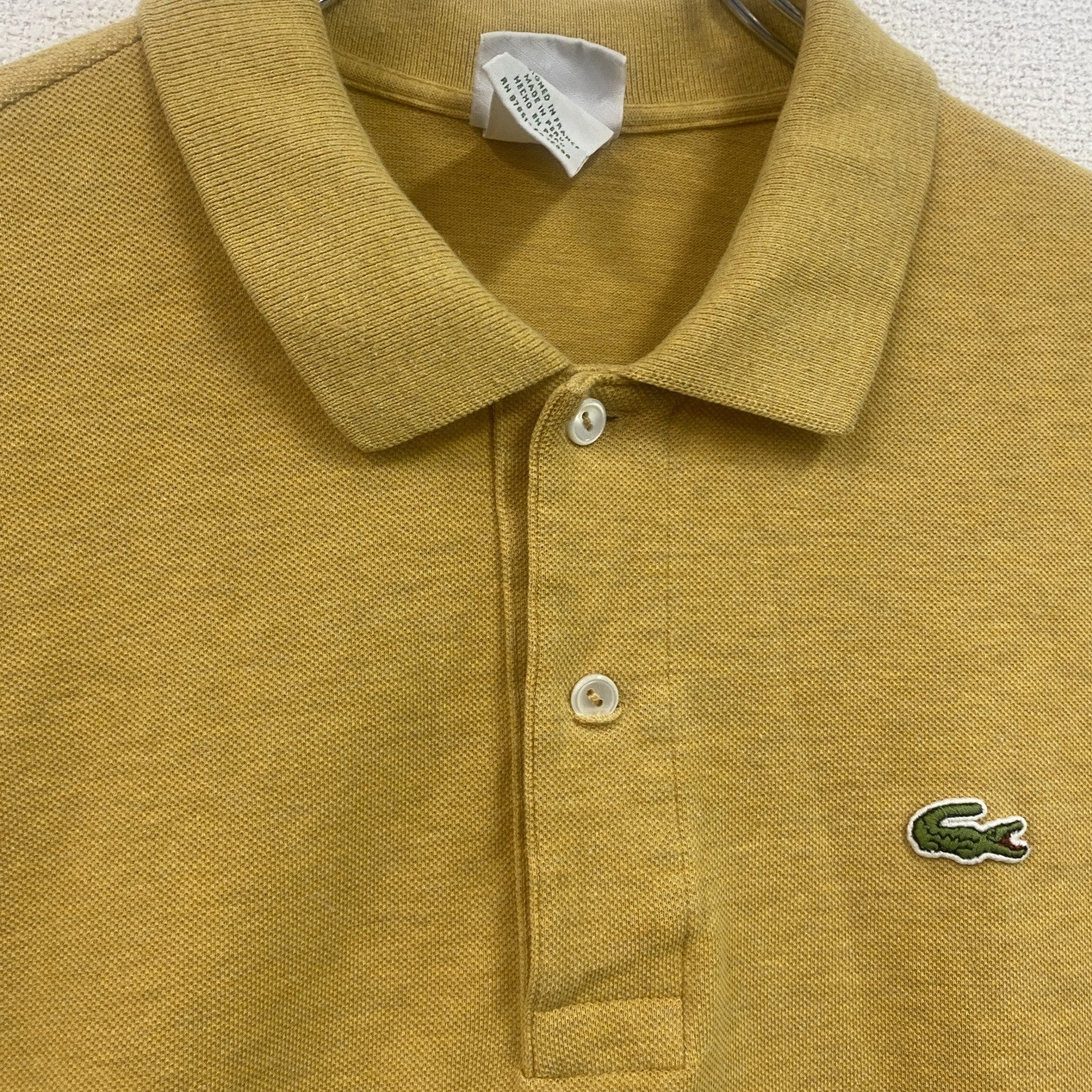 LACOSTE　ラコステ　半袖ポロシャツ　刺繍ロゴ　ワンポイント　黄色　イエロー　6サイズ